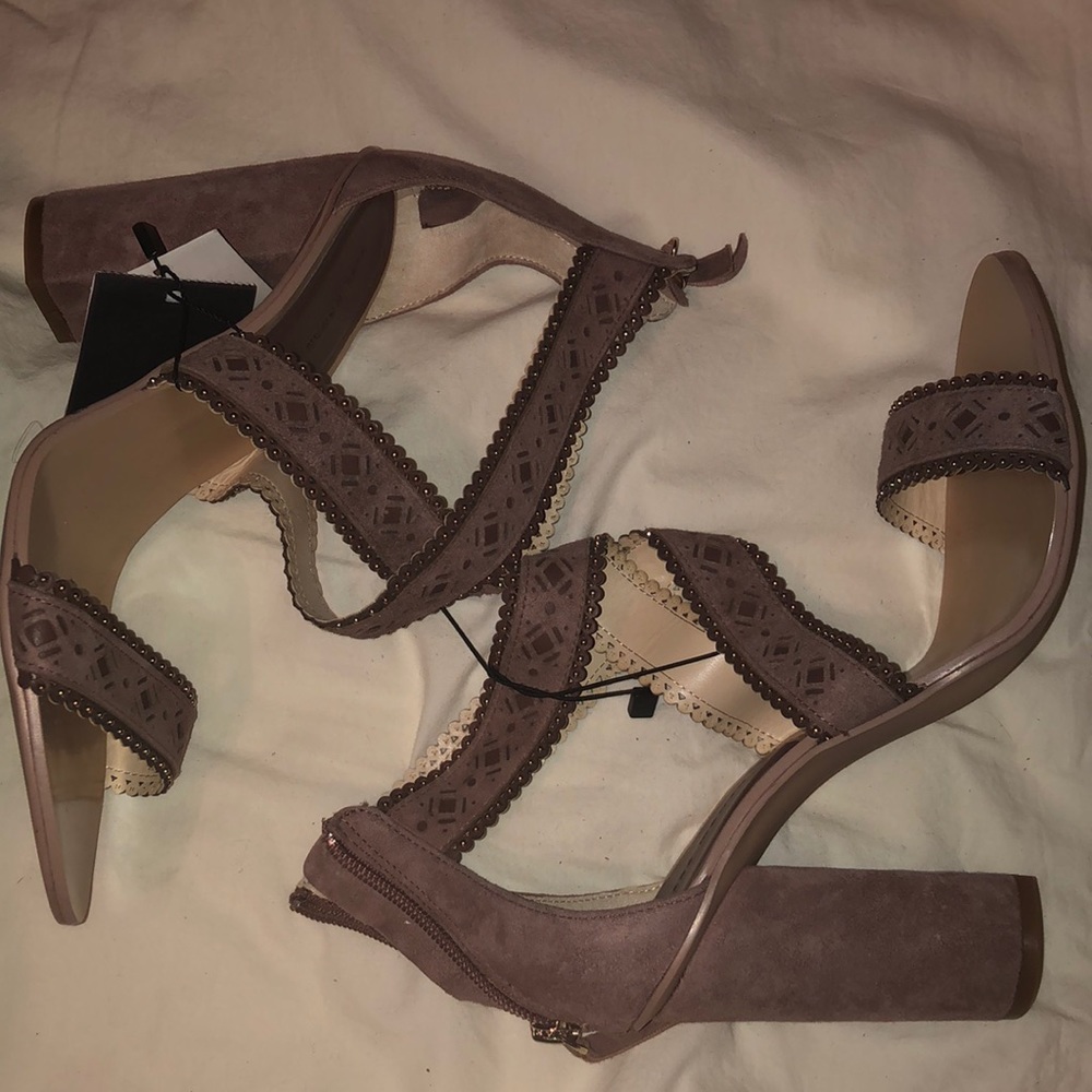 Zara suede Embellished block Heel Sandals